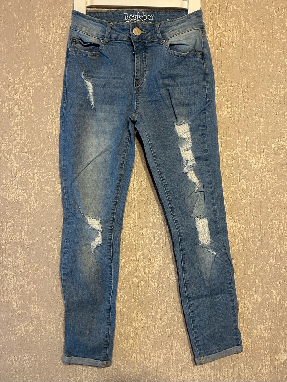 Women’s distressed Resfeber LosAngeles collection skinny boyfriend jeans
